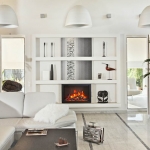 Snow-white living room interior in modern style